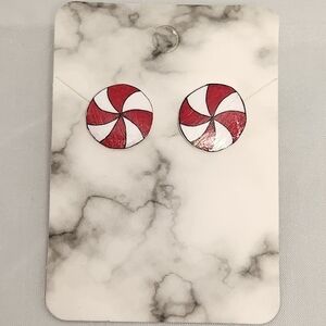 Handmade Shrinking Plastic Peppermint Stud Earrings